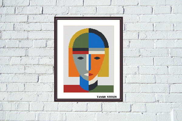 Abstract woman suprematism cross stitch pattern