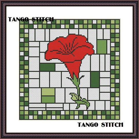 Scandinavian cross stitch flower design with graphs - Tango Stitch