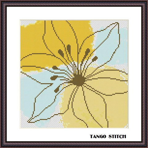 Abstract watercolor flower cross stitch pattern - Tango Stitch