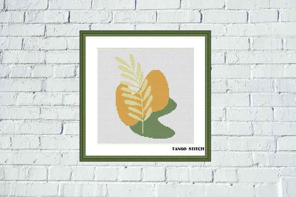 Yellow green plant abstract cross stitch pattern, Tango Stitch