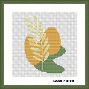 Yellow green plant abstract cross stitch pattern, Tango Stitch