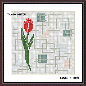 Tulip flower embroidery easy cross stitch pattern - Tango Stitch