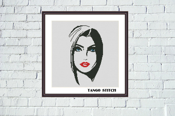 Abstract minimalistic woman cross stitch pattern - Tango Stitch