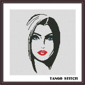 Abstract minimalistic woman cross stitch pattern - Tango Stitch