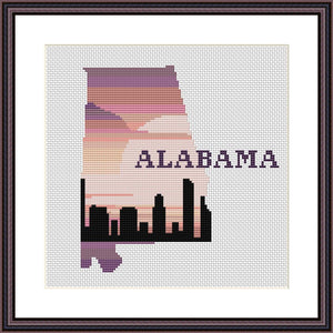 Alabama sunset silhouette cross stitch pattern - JPCrochet