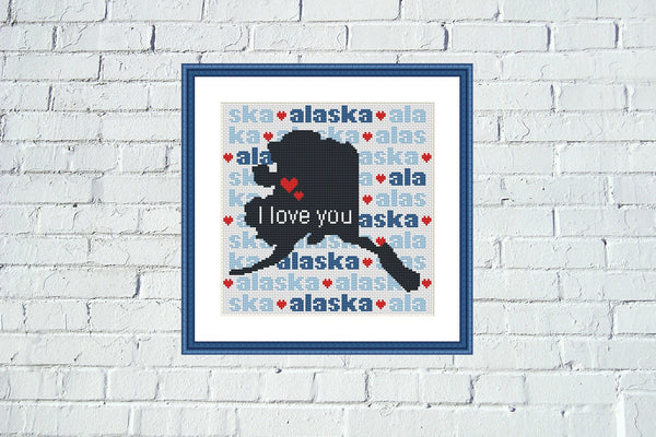 Alaska silhouette state map cross stitch