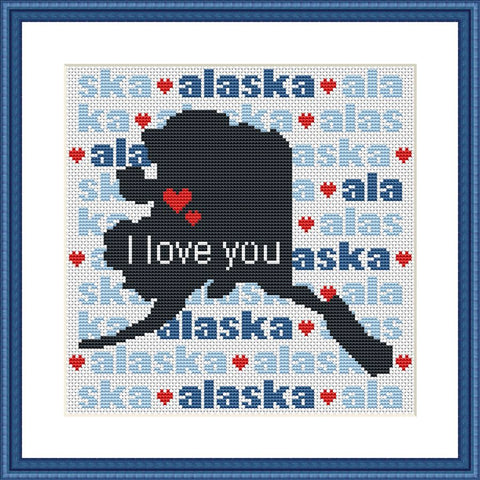 Alaska silhouette state map cross stitch