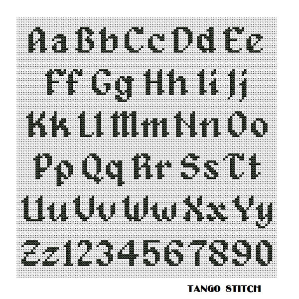 Simple vintage letters cross stitch alphabet hand embroidery