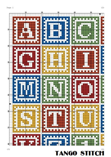 Alphabet nursery cross stitch pattern