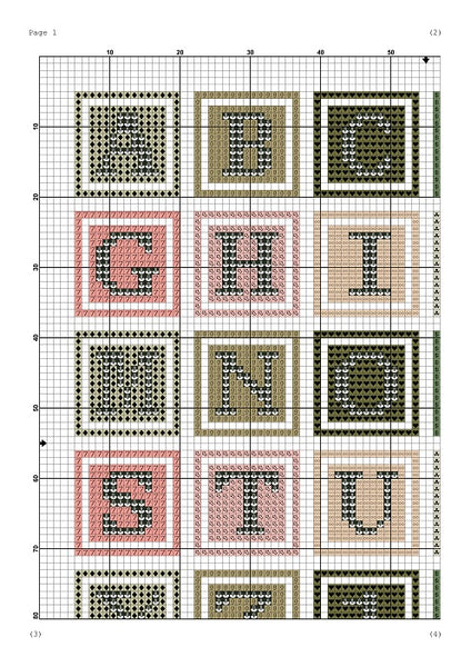 Cross stitch alphabet pattern for baby - Tango Stitch