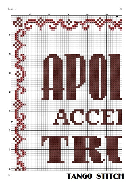 Apology accepted, trust denied funny sarcastic cross stitch pattern