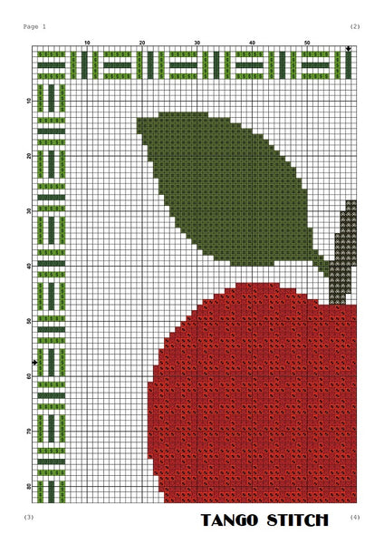 Apple kitchen cross stitch ornament pattern