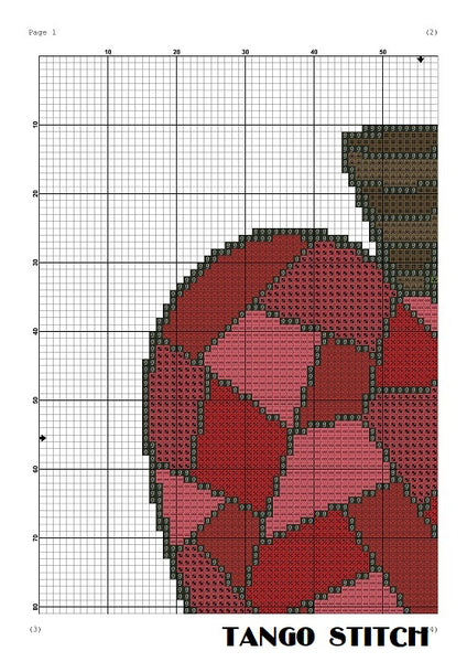 Stained glass apple cross stitch pattern - Tango Stitch