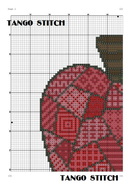 Apple ornament cross stitch pattern - Tango Stitch