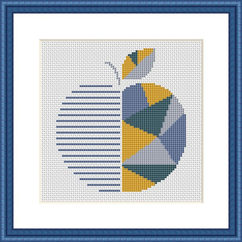 Apple patchwork geometric cross stitch pattern - Tango Stitch