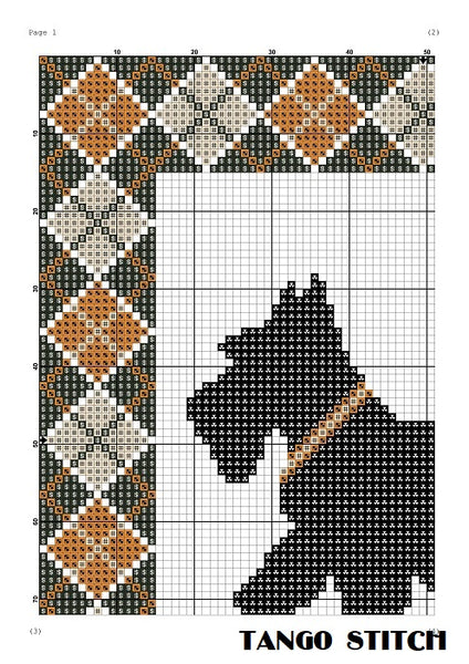 Orange argyle Scottish Terrier cute dog cross stitch pattern