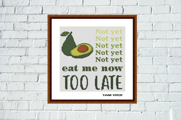 Avocado funny kitchen quote cross stitch ornament pattern
