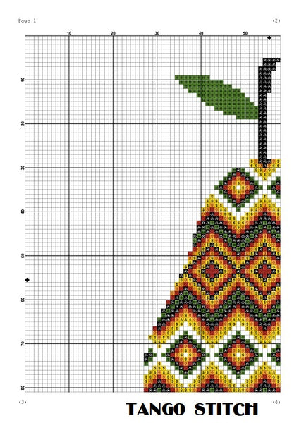Aztec pear kitchen cross stitch ornament embroidery pattern