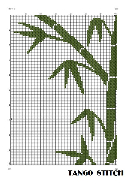 Bamboo cute cross stitch chart pattern - Tango Stitch