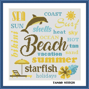 Summer beach sea sun holidays vacation cross stitch pattern