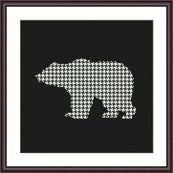 Bear geometric ornament cross stitch pattern