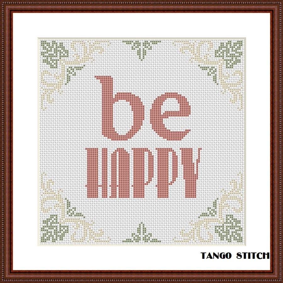 Be happy birthday greeting cross stitch pattern