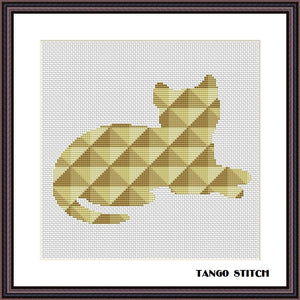 Beige cat geometric cross stitch pattern