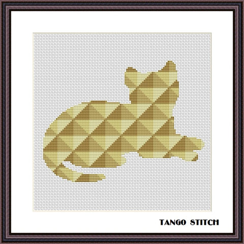 Beige cat geometric cross stitch pattern