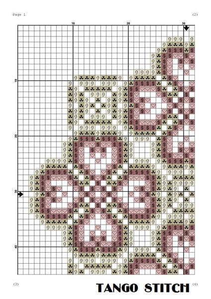 Cute beige cross stitch ornament hand embroidery pattern - Tango Stitch