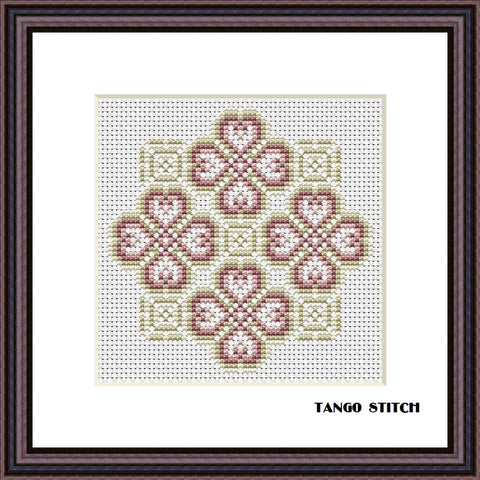 Cute beige cross stitch ornament hand embroidery pattern - Tango Stitch