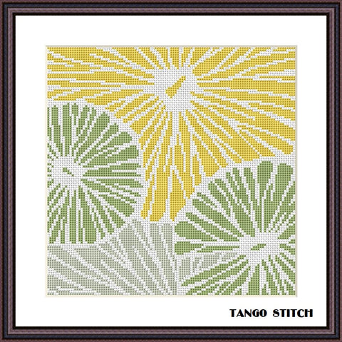 Simple big flowers abstract cross stitch pattern