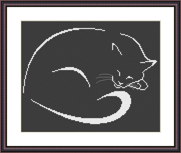 Animal cross stitch pattern Black cat simple embroidery - Tango Stitch