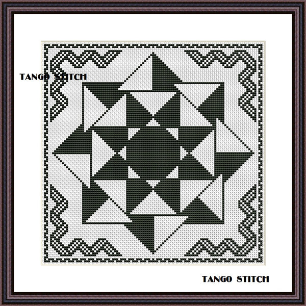 Black and white ornaments embroidery cross stitch pattern - Tango Stitch