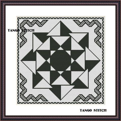 Black and white ornaments embroidery cross stitch pattern - Tango Stitch