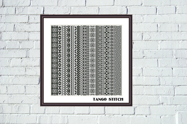 Black and white cross stich patterns embroidery sampler - Tango Stitch
