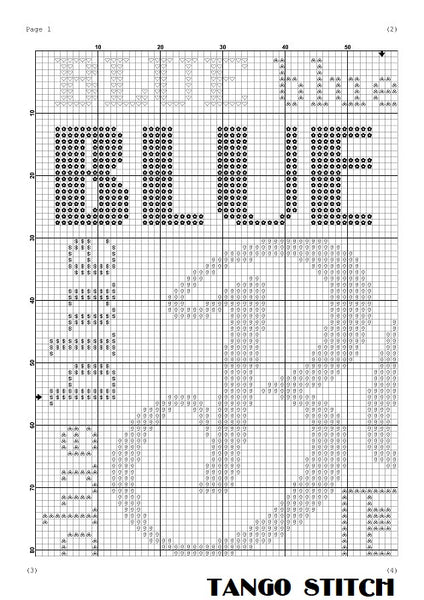 Blue word typography lettering cross stitch hand embroidery pattern - Tango Stitch