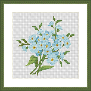 Blue flower bouquet cross stitch pattern - Tango Stitch