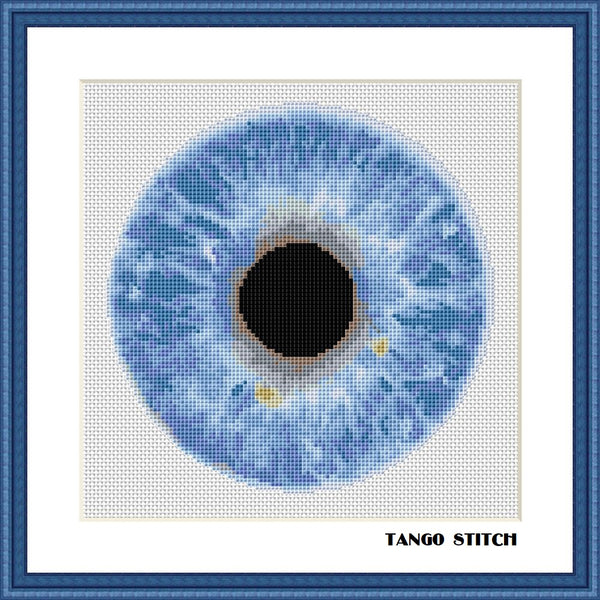 Blue eye cross stitch hand embroidery pattern