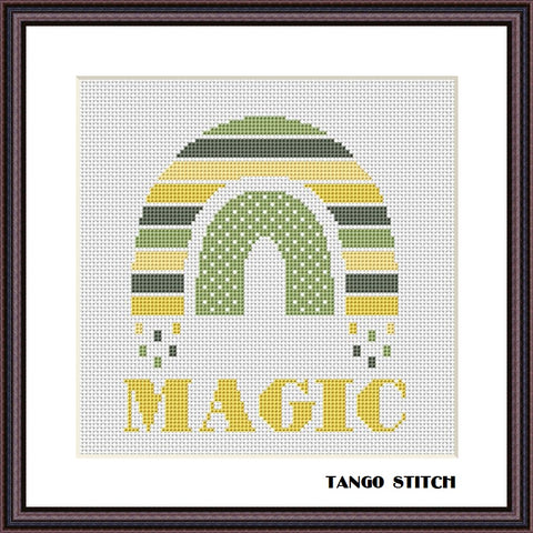 Yellow MAGIC boho nursery rainbow cross stitch pattern