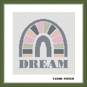 Boho rainbow DREAM nursery cross stitch pattern