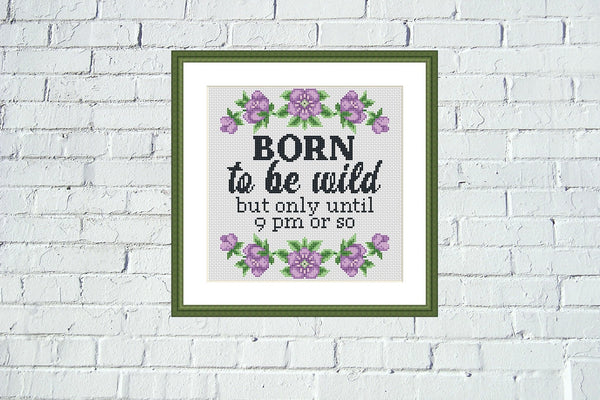 Born to be wild funny nursery cross stitch pattern - Tango Stitch