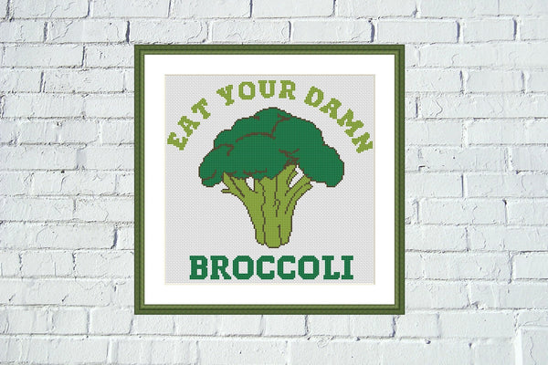 Broccoli funny kitchen cross stitch pattern - Tango Stitch