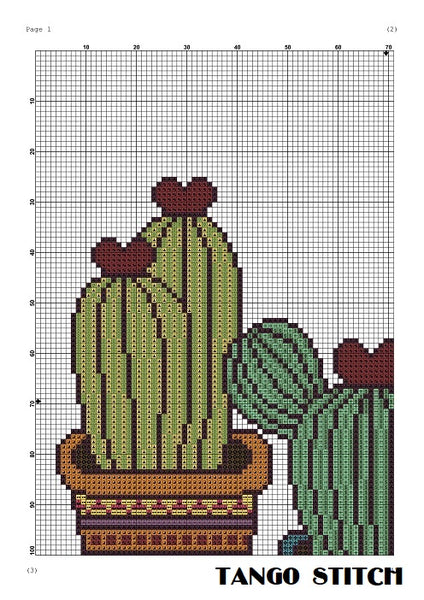 Funny cactuses easy cross stitch pattern