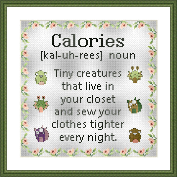 Calories funny quote cross stitch pattern - Tango Stitch