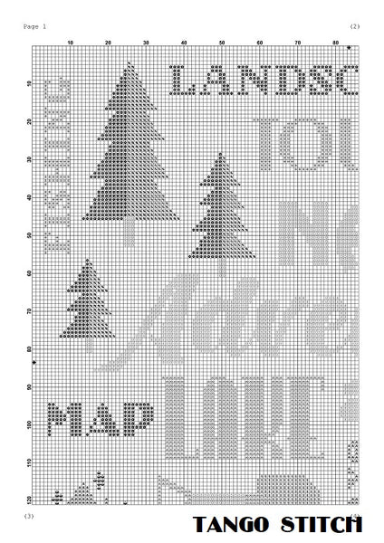 Camping lettering cross stitch pattern, Tango Stitch