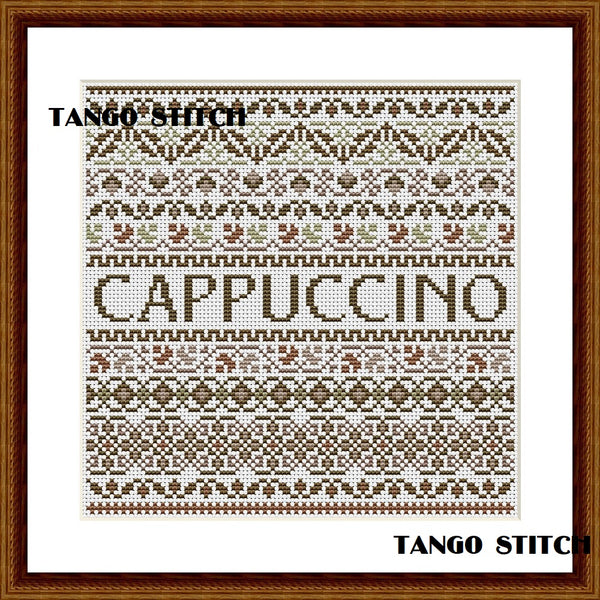 Coffee Cappuccino cross stitch ornaments embroidery pattern