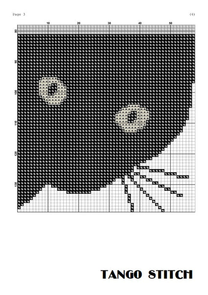 Black cat cute animals cross stitch pattern 2 pcs/set Right and left cats