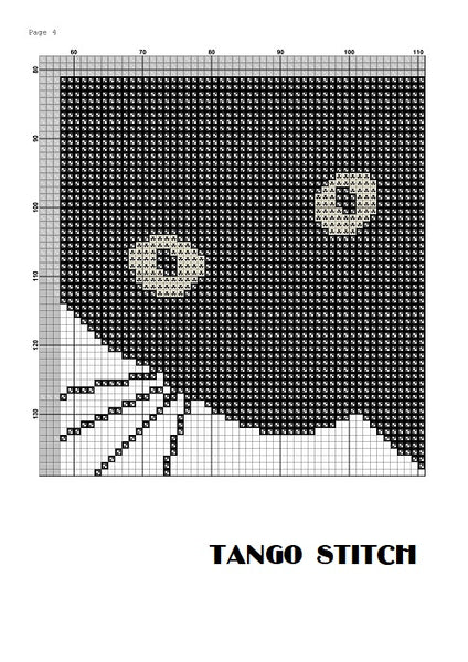 Black cat cute animals cross stitch pattern 2 pcs/set Right and left cats
