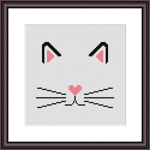 Cat face cross stitch funny minimalist embroidery pattern - Tango Stitch