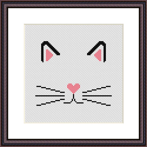 Cat face cross stitch funny minimalist embroidery pattern - Tango Stitch